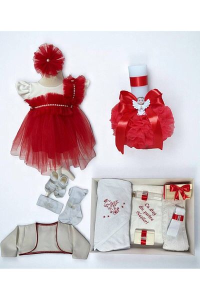 Botez Anastasia set- red (short sleeve)
