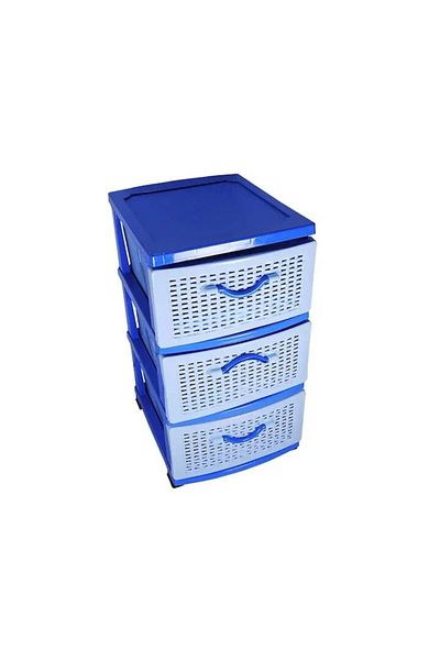 OEM Dulap din ratan plastic cu 3 sertare, 67x45x70, albastru
