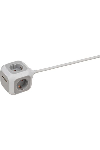 Brennenstuhl Prelungitor forma de cub cu prize si USB, 1.4m