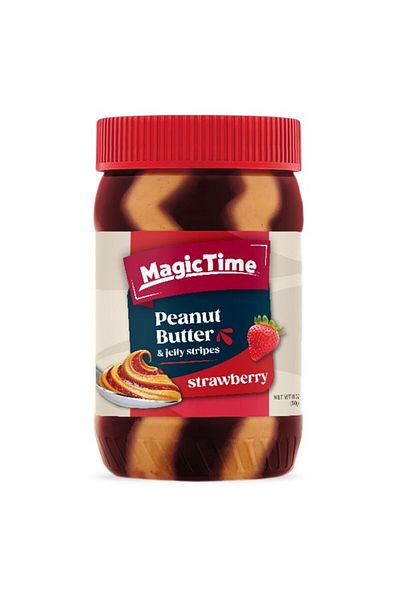Magic Time Pack of 12 Peanut Butter and Jelly Stripes - Strawberry (510g)
