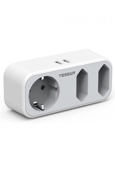 TESSAN Triple USB plug TS-324, 16A, 2xUSB 2.4A