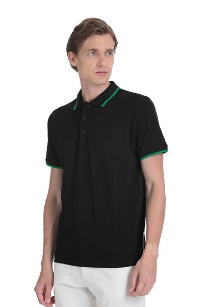Hatemoğlu Black Regular Fit 100% Cotton Polo Neck Rayon T-Shirt
