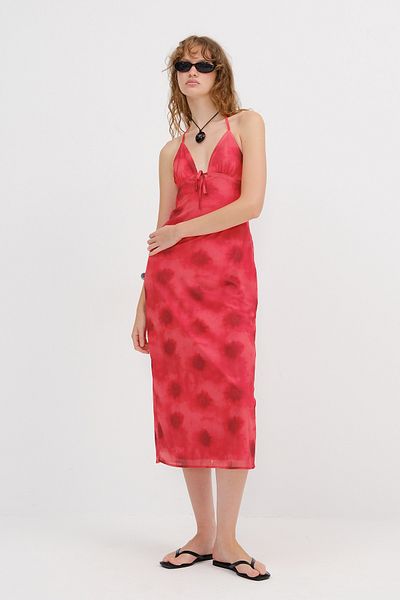 Addax Halter Neck Patterned Midi Dress E17439