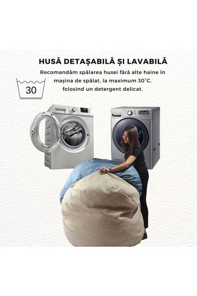 Pufrelax Fotoliu King Size Pufrelax, Material Textil - Lemon