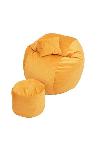 Pufrelax Set Fotoliu King Size cu Otoman (suport picioare) si Perna, Material Textil - Terracotta Orange