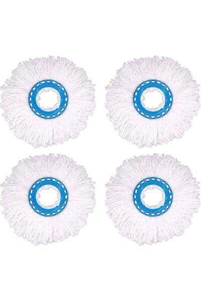 OEM Set 4 Round Mop Heads, Microfiber, Diameter 16 cm, High Absorption, Reusable, White