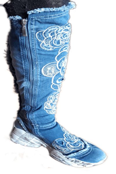 blue moon Denim Glamour Boots, Blue, Size 37