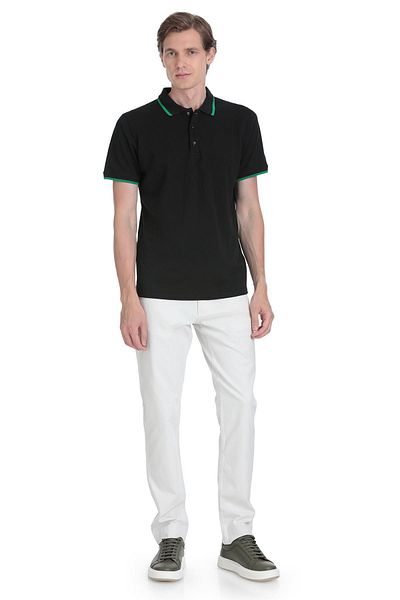 Hatemoğlu Black Regular Fit 100% Cotton Polo Neck Rayon T-Shirt