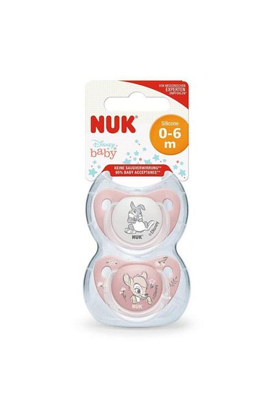 Nuk Suzeta Disney Bambi Silicon M, 0-6 luni, Set 2 Bucati