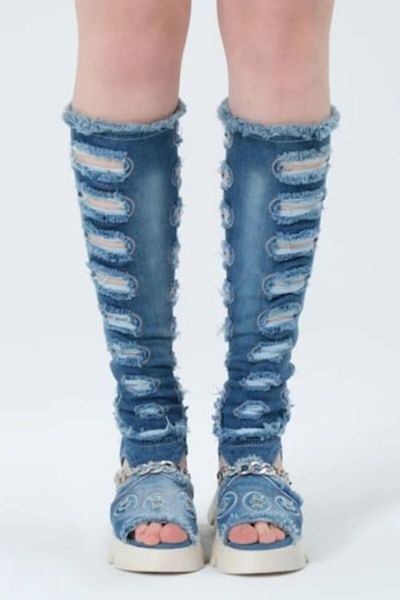 blue moon - Ghete din denim Hera, albastre, mărimea 38