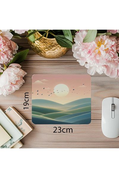 Luluyen Mouse Pad cu Formă de Val 3D pe Peisaj Montan - 19x23 cm 2 mm Mouse Pad dreptunghiular imprimat importat