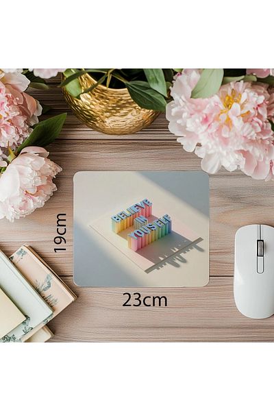 Luluyen Believe in Yourself Written Glossy Mousepad - 19X23 cm 2 mm Rectangular Imported Printed Mouse Pad