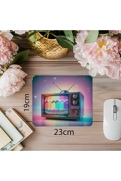 Luluyen Mousepad TV cu ecran static colorat neon - 19x23 cm 2 mm dreptunghiular, mouse pad imprimat importat