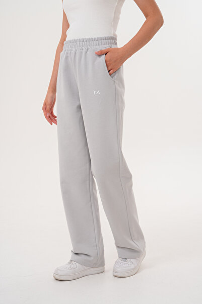 Basics&More Kadın Gri Pamuklu Yüksek Bel Rahat Kalıp Eşofman Altı