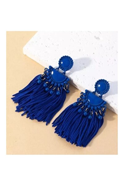 Inovius - Cercei lungi cu ciucuri albaștri