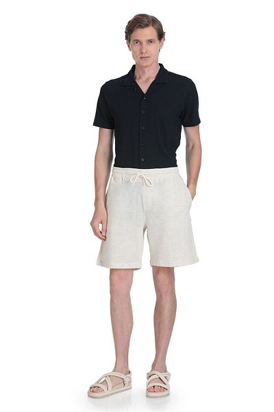 Hatemoğlu Ecru Regular Fit Cotton Basic Knitted Shorts with Side Pockets