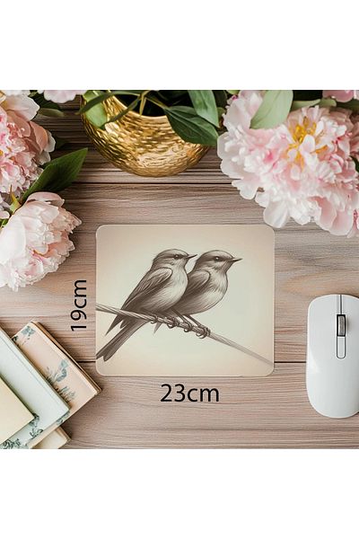 Luluyen Birds on a Wire – Minimal Mouse Pad - 19X23 cm 2 mm Rectangle Imported Printed Mouse Pad