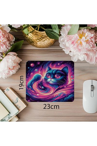 Luluyen Surreal Style Alien Cat Mouse Pad - 19X23 cm 2 mm Rectangle Imported Printed Mouse Pad