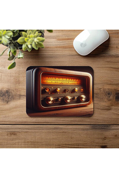 Luluyen لوحة ماوس راديو قديمة مع هيكل خشبي - 19 × 23 سم 2 مم مستطيلة مطبوعة مستوردة