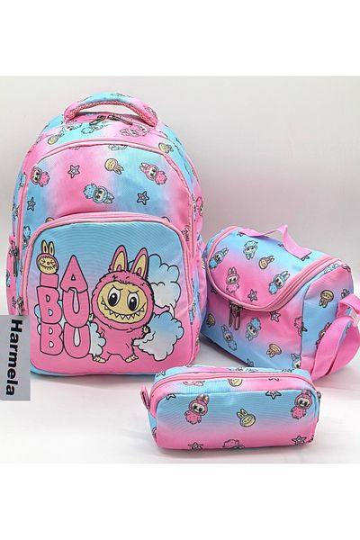 ÇantaExpress Girl's Elementary School Bag Character Patterned Lilac 3-Piece Set First School Backpack 3641