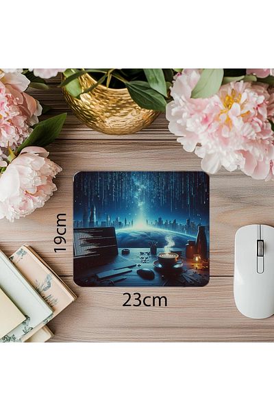 Luluyen Mouse Pad Cappuccino cu efect de ploaie binară - 19x23 cm 2 mm Mouse Pad dreptunghiular imprimat importat