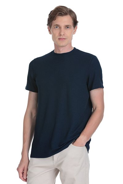 Hatemoğlu Navy Blue Regular Fit Crew Neck T-Shirt