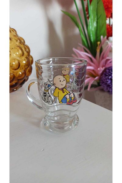 Hureggo Vintage Caillou and His Dog Original Glass Cup with Handle & 8.5 cm