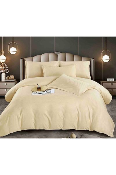 JOJO HOME Damask Bed Linen, 1 Person, 4 Pieces, 155 x 230 cm Cream White