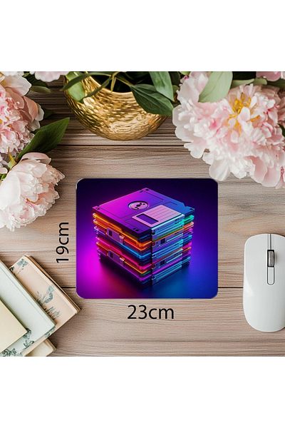 Luluyen Colorful Floppy Disks Themed Retro Mousepad - 19X23 cm 2 mm Rectangle Imported Printed Mouse Pad