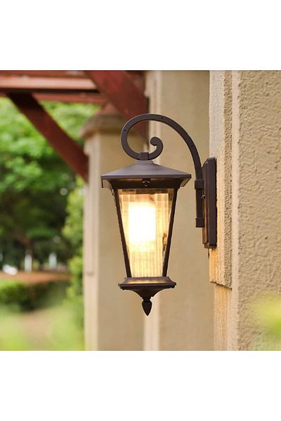 OEM Modern lantern, outdoor, wall mounting, E27 socket, max 60w bulb, 220V, brown