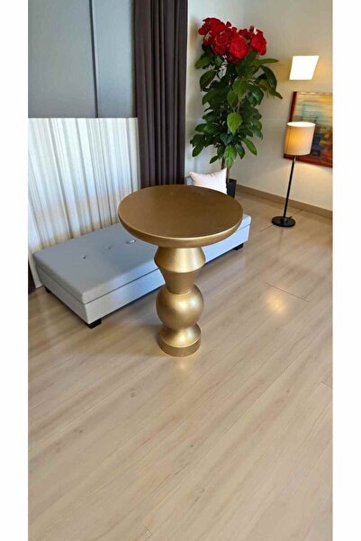 Simillo Home&Living Altın Varaklı Doğal Ahşap Mantar Yan Sehpa – Tekli Doğal ...