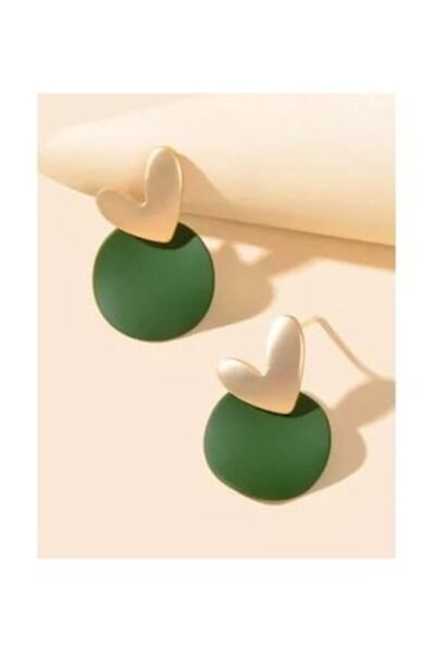 Inovius - Cercei cu inimă și cerc verde