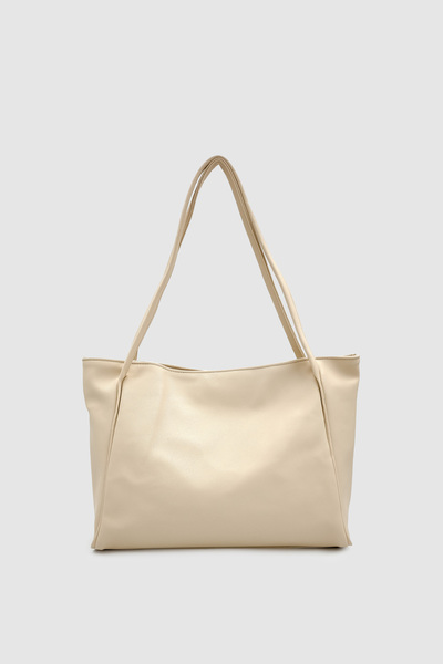 Wuclo Celun Matte Look Soft Textured Large Size Shoulder Bag Cream