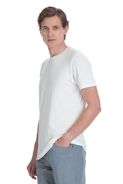 Hatemoğlu White Regular Fit Crew Neck T-Shirt