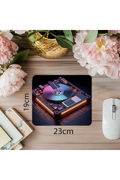 Luluyen Retro Hardware Mousepad on Gray Background - 19X23 cm 2 mm Rectangle Imported Printed Mouse Pad