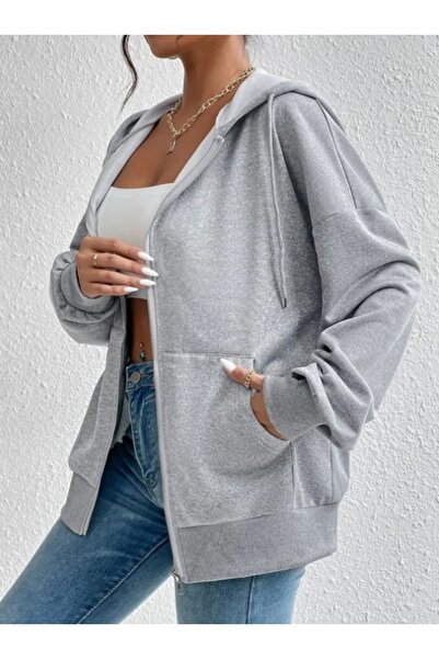 hedef giyim Hooded Zippered Oversize Seasonal Unisex Sweatshirt