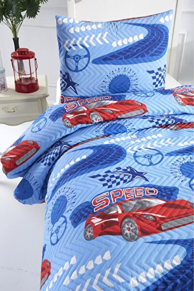 Çeyiz Diyarı Ultrasonik Kapitoneli Speed Tek Kişilik Yatak Örtüsü Mavi