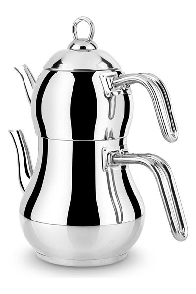 Lines Yonca Şahmeran Medium Size No 3 Steel Teapot Metal Handle