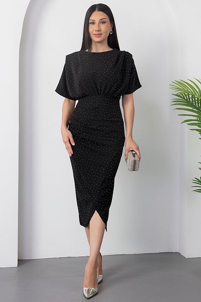 PULLIMM Rochie cu decolteu cu fante cu strasuri DKS1313