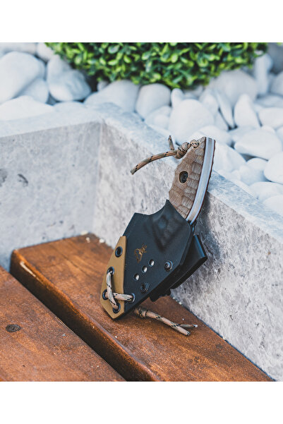 Huğlu Çelik Damascus Mini Ahşap Kabzeli Bıçak