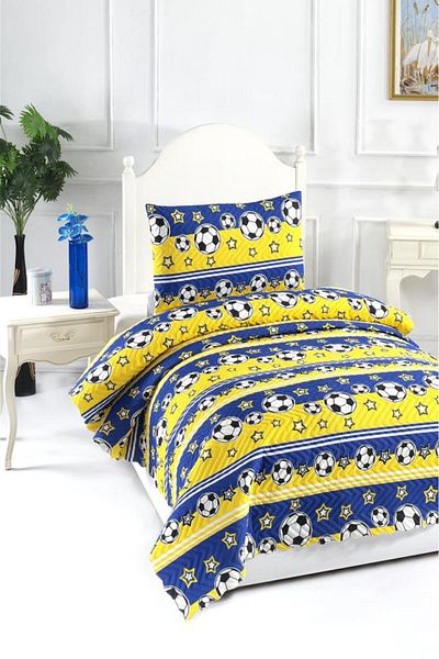 Çeyiz Diyarı Κάλυμμα μονού κρεβατιού με υπερήχους Quilted Champion Yellow Navy Blue