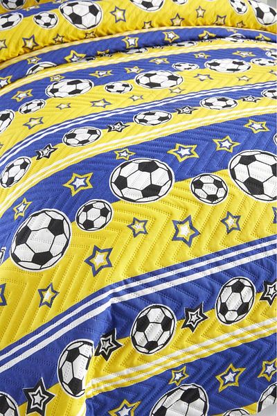 Çeyiz Diyarı Κάλυμμα μονού κρεβατιού με υπερήχους Quilted Champion Yellow Navy Blue