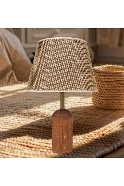 DEDE Natural Brown Wooden Brown Rattan Hat Lamp Shade
