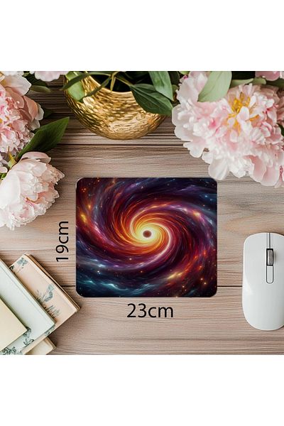 Luluyen Mousepad cu efect de tragere în spirală Black Hole - 19x23 cm 2 mm dreptunghiular importat imprimat mouse pad