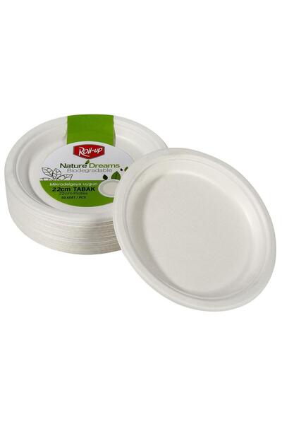 Roll-Up Nature Ekolojik Karton Kağıt Parti Tek Kullanımlık Tabak - 22 Cm. - 25 Adetlik 1 Paket
