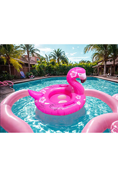 Generic Flamingo Swimming Tube With Holder For Kids