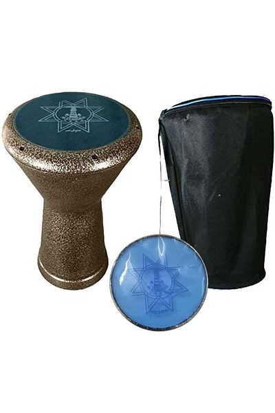 alkaraz music Egyptian Eastern Tabla with Bag and Extra Head - Golden Color