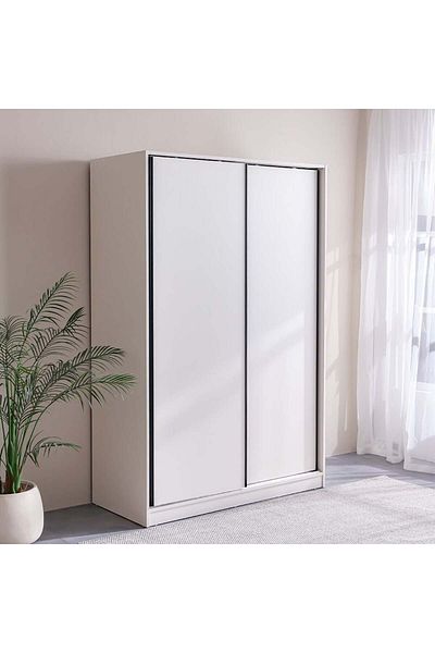Danube Home Manila Compact Sliding Door Wardrobe - Cream L60xW140xH209cm