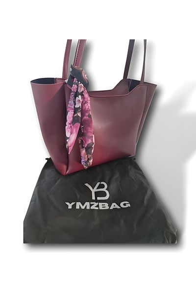 YMZBAG Shoulder Bag with Scarf Detail and Zipper Closure