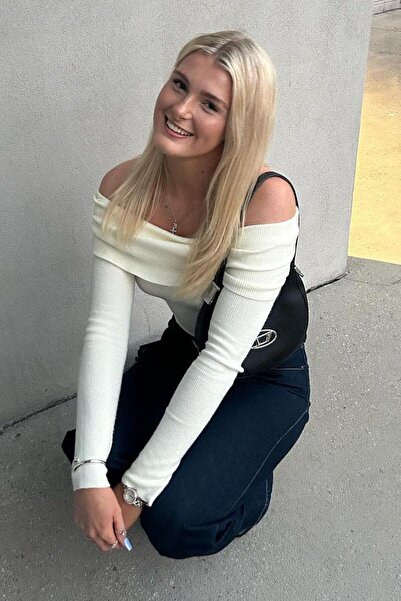 Seeh Pulover alb cu guler Madonna basic pentru femei SH265